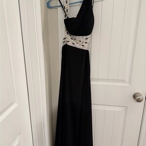 Blondie Nites Black and Silver One Shoulder Dress